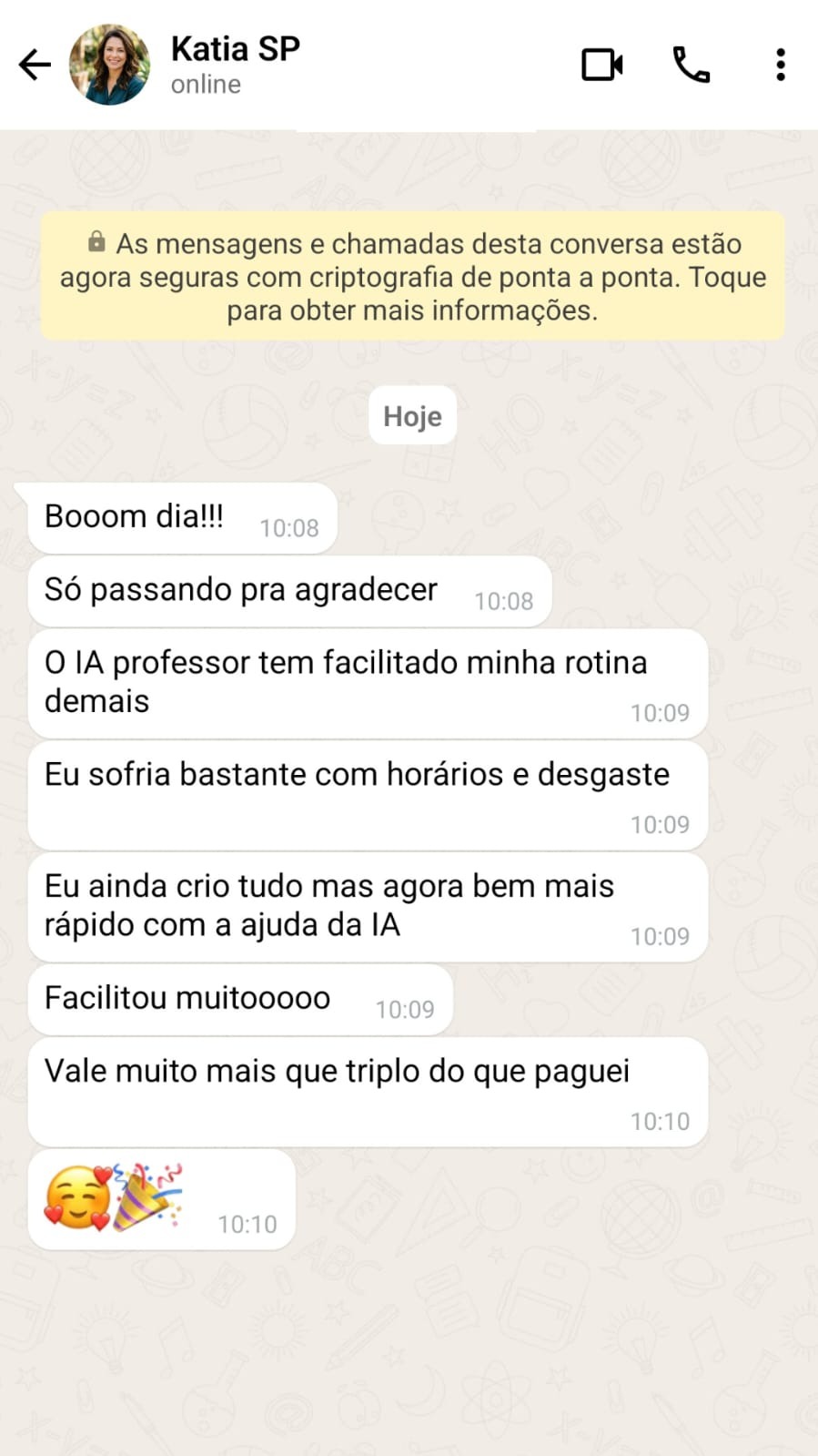 Depoimento de Katia sobre como a IA facilitou sua rotina de professora